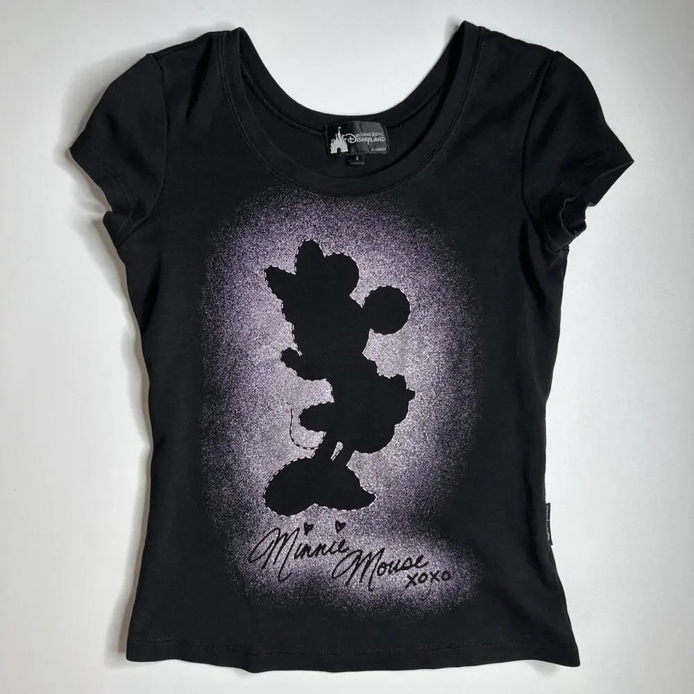 Vintage Disneyland Hong Kong Disneyland Minnie Mouse Glitter TShirt Size Small - Picture 5 of 9